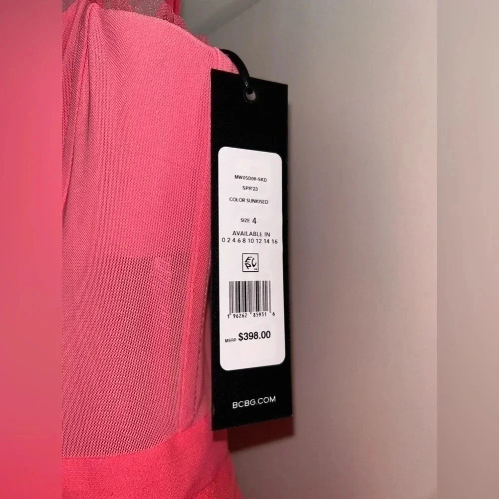 BCBGMAXAZRIA Marian Bustier Coral Fit and Flare Corset Evening Dress. Size 4 - Picture 9 of 12